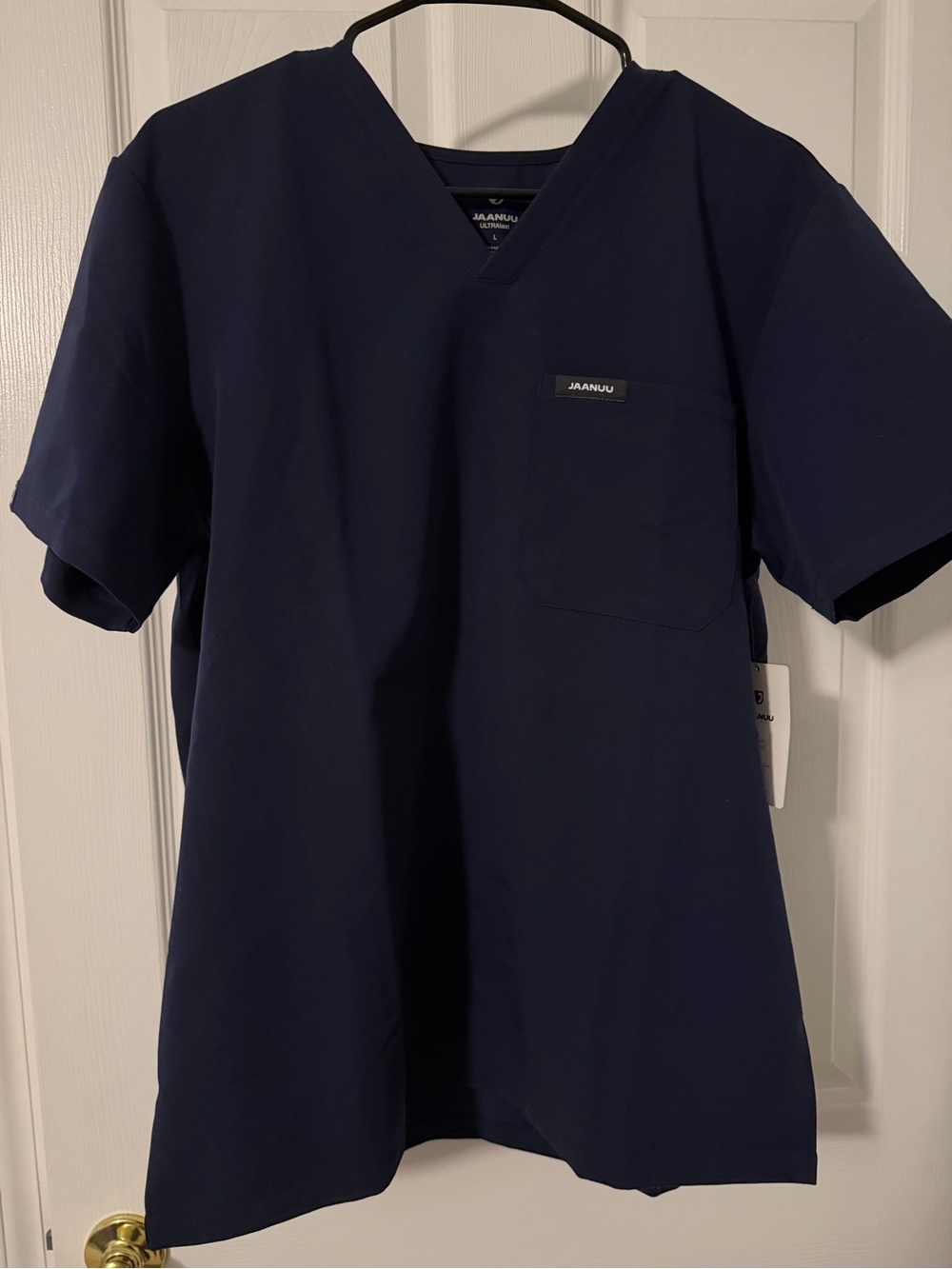Jaanuu Men's V-Neck Scrub Top - Navy Blue
